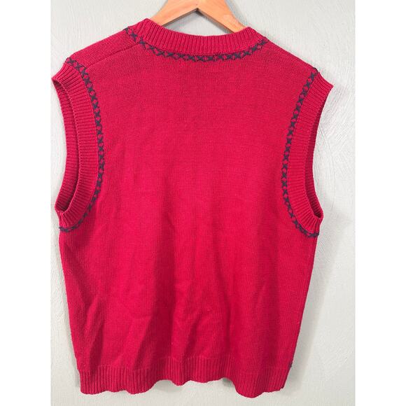 Jantzen Classics Ugly Sweater Vest Women Size Large Red Hearts Christmas Holiday - Picture 8 of 9
